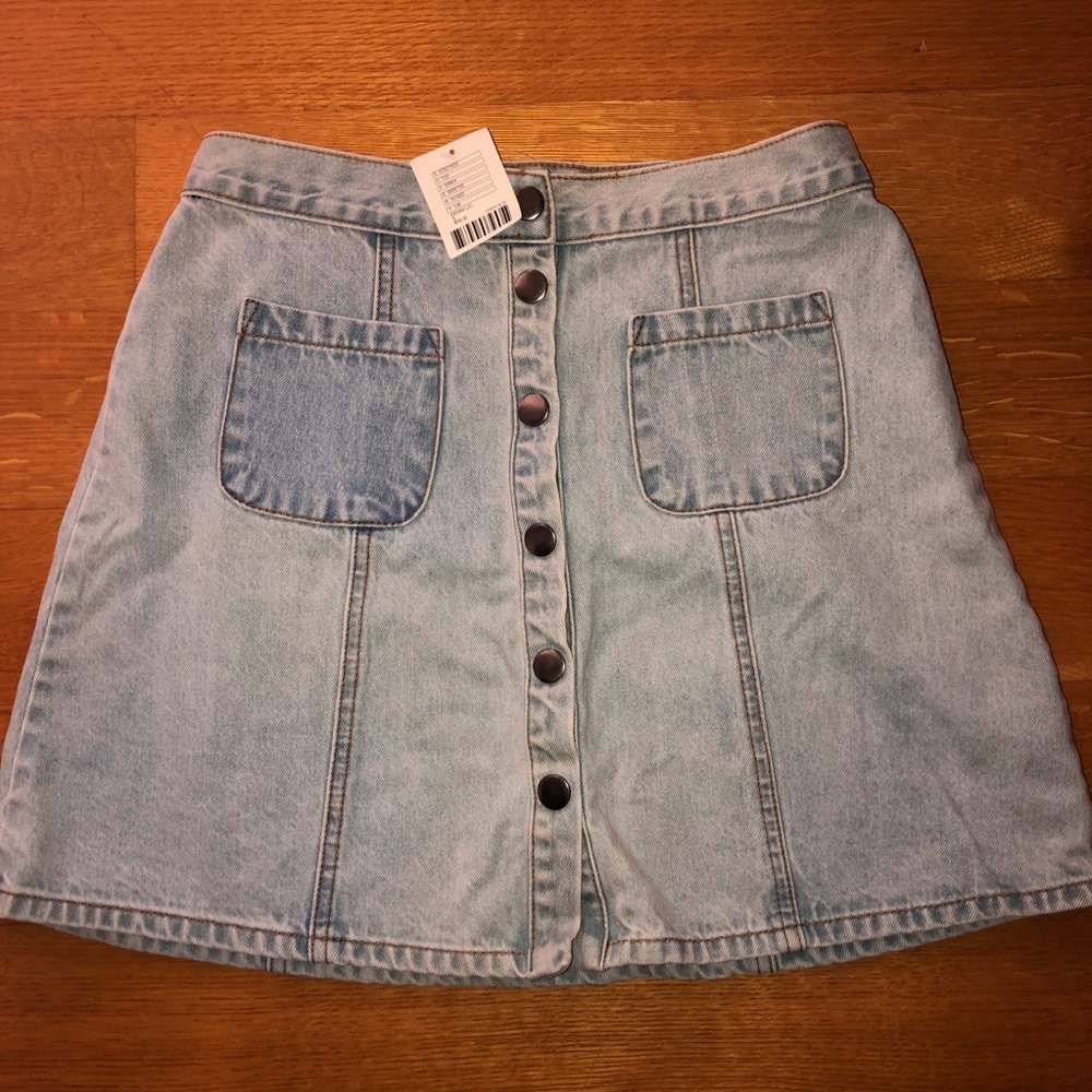 jean button down skirt